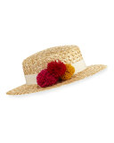 Brigitte Straw Boater Hat, Nude