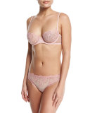 Stolen Roses Mid-Rise Lace-Back Briefs, Pink