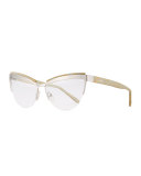 Berlin Cat-Eye Optical Frames, Silver/Gold