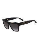 Side-Studs Flat-Top Plastic Sunglasses