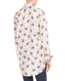Floral-Print Tuxedo-Cuff Blouse, Willow