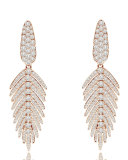 18K Rose Gold & Diamond Feather Drop Earrings