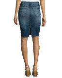 Helena High-Rise Denim Pencil Skirt, Indigo