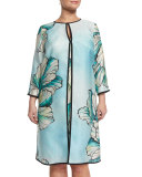 Tropico Flower-Print Coat, Plus Size