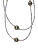 Luna Beaded Rope Necklace with Seven Tahitian Pearl Stations, 34"
