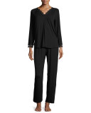 Luxe Jersey Two-Piece Pajama Set, Black