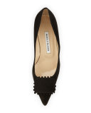 Bottopla Square-Detail Suede Pump, Black