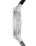 32mm Round Stainless Watch with Check Strap