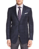 Overplaid Two-Button Sport Coat, Blue