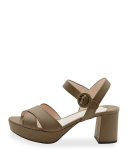 Crisscross Leather Platform Sandal, Giunco