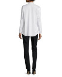 Nicoletta Button-Front Striped Blouse, Cloud/Multi