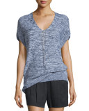 Solid Linen-Blend Shorts, Black