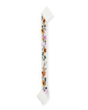 Floral Classic Skinny Fringe Silk Scarf, Ivory