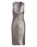 Sleeveless Low-Armhole Shift Dress, Silver