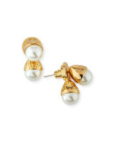 Pearly Bud Jacket Earrings, Ivory/Gold