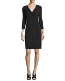 Calista 3/4-Sleeve Sheath Dress, Black