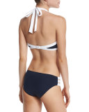 Block Party High-Neck Swim Top, Indigo