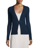 Jair V-Neck Button-Front Cardigan, Marble Bright Blue