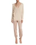 Pascal Tapered Stretch Jersey Pants, Champagne
