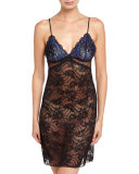 Dentelle Sapphire Lace Nightie, Black/Blue