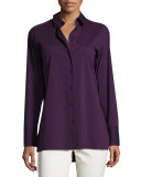 Dannell Button-Front Stretch-Cotton Blouse