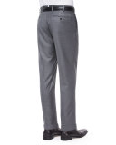 Parker Flat-Front Super 150's Trousers, Grey