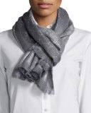 Shimmery GG Pattern Scarf, Silver