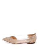 B-Drape Leather Ballerina Flat, Nude