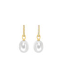 18K Yellow Gold Diamond & Pearl Drop Earrings