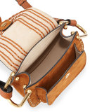 Hudson Mini Suede Shoulder Bag, Caramel  