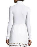 Ribbed Long-Sleeve Turtleneck Sweater, White