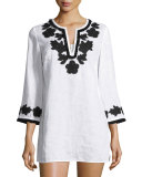 Applique-Trim Tunic, New Ivory