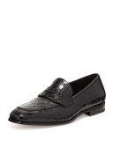 Pablo 2 Crocodile Penny Loafer, Black
