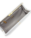 Saffiano East-West Frame Clutch Bag, Light Gray (Granito)