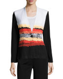 Graphic Sunset One-Button Jacket, Multi, Plus Size  