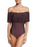 Fringe Benefits Off-the-Shoulder One-Piece Swimsuit