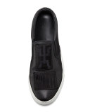 Patches Leather Slip-On Sneaker, Black