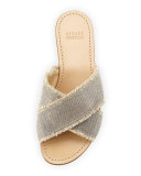 Edgeway Frayed Chain Sandal, Platinum