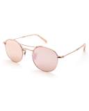 Orleans Mirrored Metal Universal-Fit Sunglasses, Rose Gold