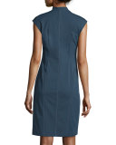 Imani Sleeveless Zip-Front Sheath Dress 