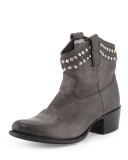 Diana Studded Leather Bootie, Charcoal