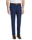 Gregory Flat-Front Wool-Blend Trousers, Blue