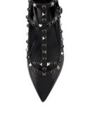 Rolling Rockstud Caged Ballerina Flat, Nero
