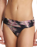 Feather-Print Gathering Swim Bottom, Krishna