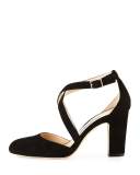 Cleo Suede 85mm Crisscross Pump, Black