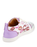 Gondolastrass Lip-Print Low-Top Sneaker, White/Pink