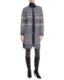 Diamond-Knit Crewneck Topper, Hematite/Frost
