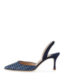 Carolyne Leather/Suede Mid-Heel Halter Pump