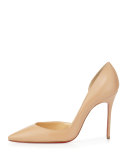 Iriza Half-d'Orsay 100mm Red Sole Pump, Nude