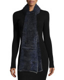 Layered Fur Scarf, Navy/Gray